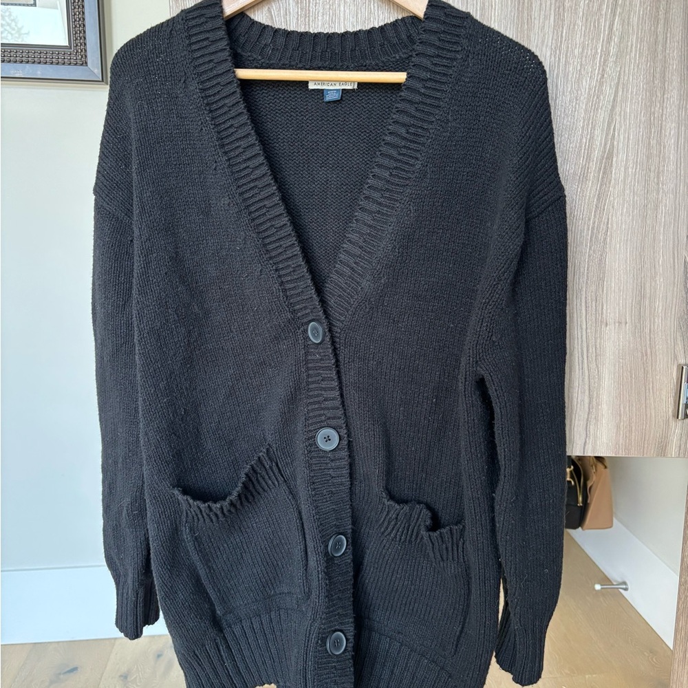 American Eagle Outfitters Black Chunky Knit Cardigan
